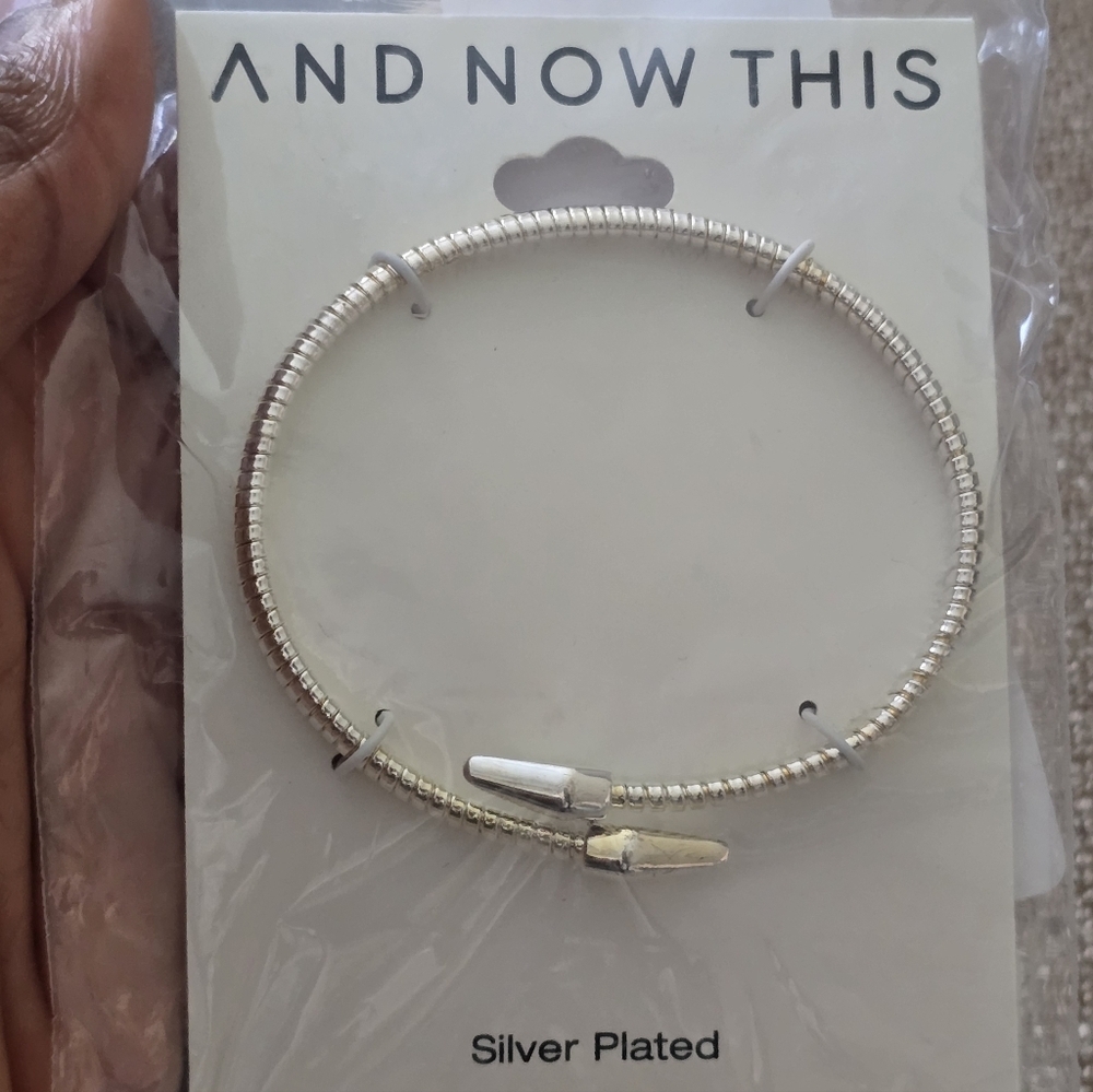 And Now This Silver Plated Bangle Bracelet Women New - Picture 2 of 9